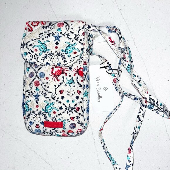 NWT Vera Bradley Carson Cellphone Crossbody In Sea Life - Picture 1 of 6